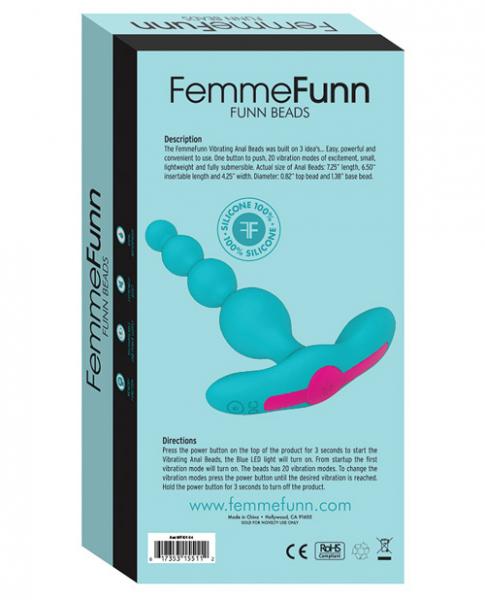 Femmefunn Funn Beads Vibrating Anal Beads Turquoise Blue